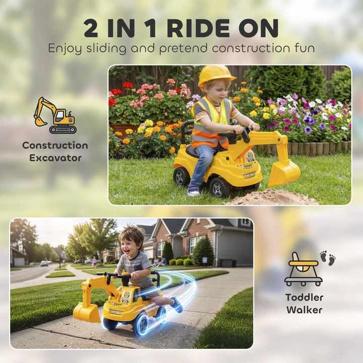 Ride On Tractor Digger, Toddler Excavator Toy Car with Adjustable - view 4