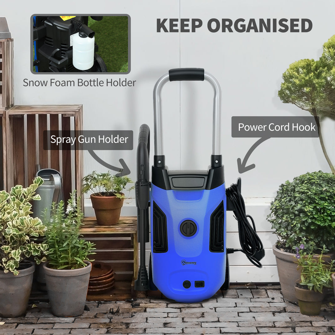 1800W 150-Bar Pressure Washer, with Adjustable Nozzle - Blue