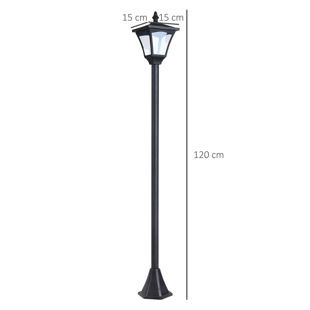 Set of 2 Outdoor Garden Solar Post Lamp Sensor Dimmable LED Lantern Bollard IP44 Energy-saving 1.2M Tall, Black
