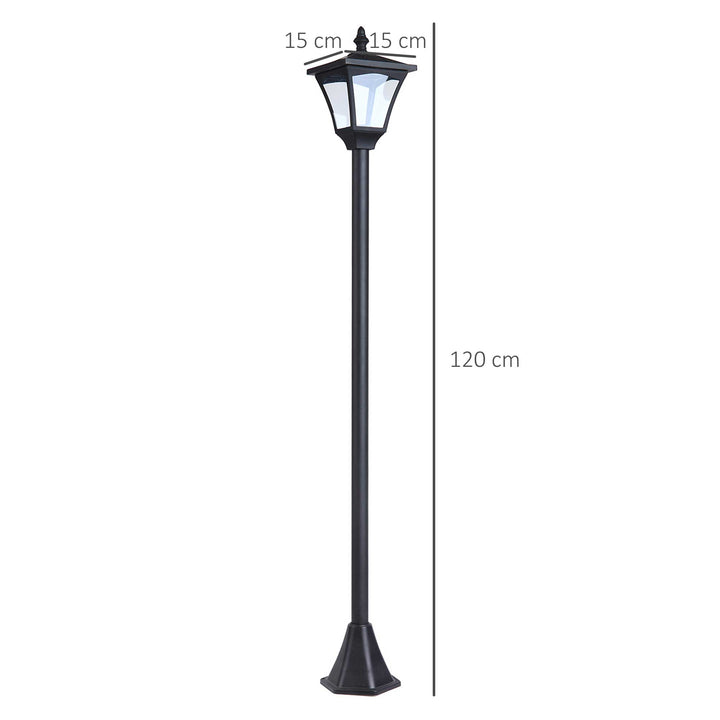 Set of 2 Outdoor Garden Solar Post Lamp Sensor Dimmable LED Lantern Bollard IP44 Energy-saving 1.2M Tall, Black
