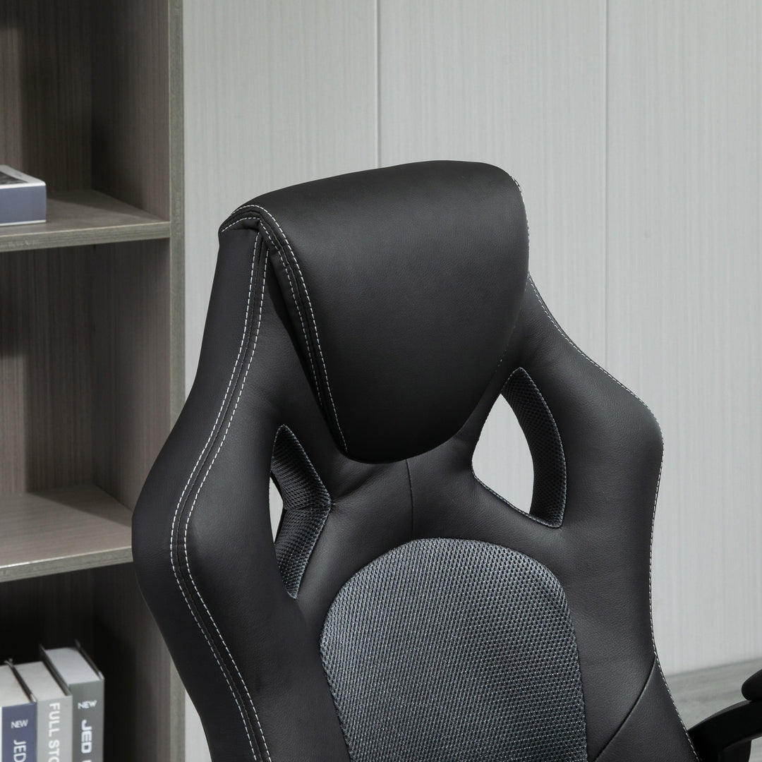 Office Chair Faux Leather Swivel Computer Desk Chair for Home Office with Wheels Armrests Black