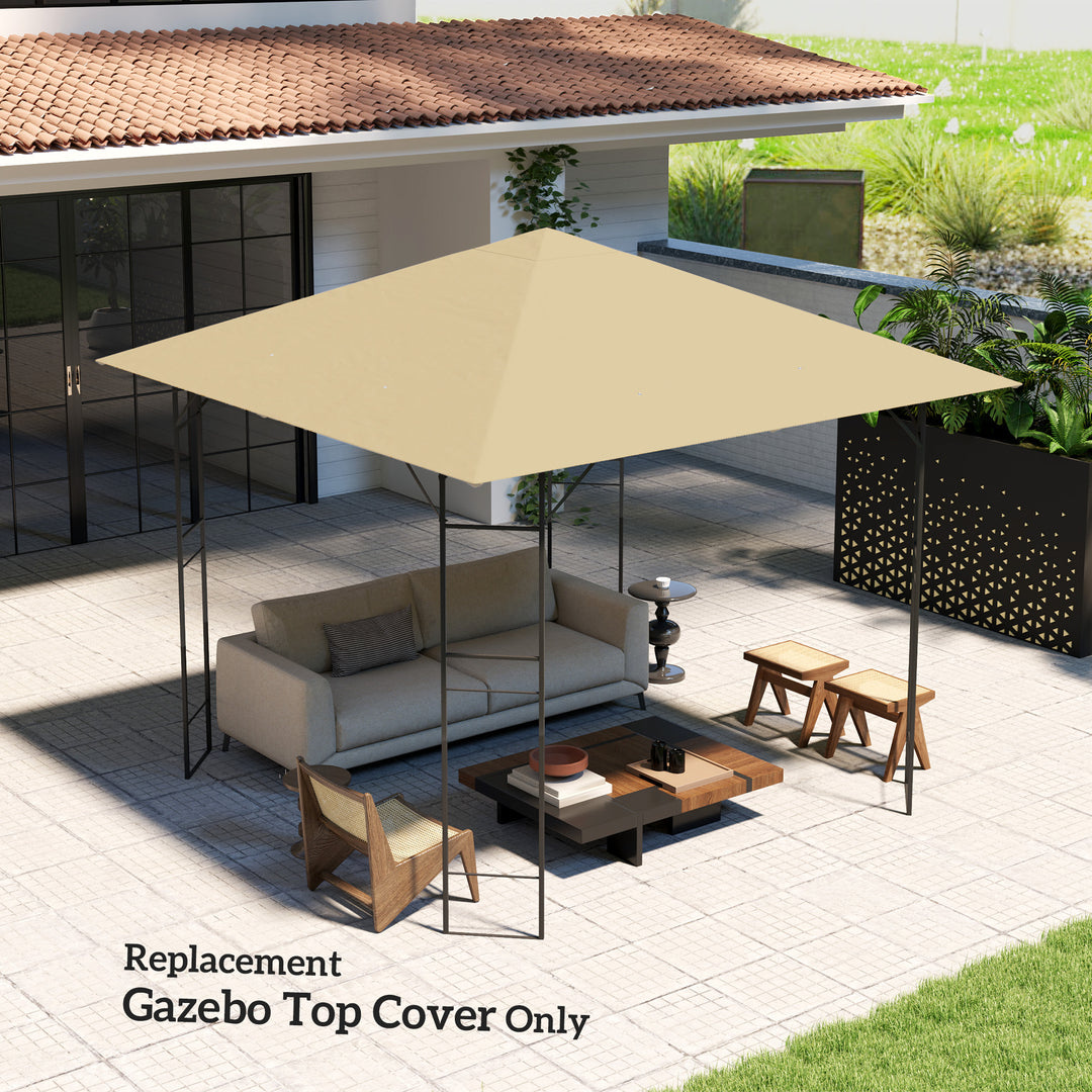 3 x 3(m) Gazebo Canopy Replacement Cover, Garden Gazebo Roof Replacement with Drain Holes, Water Resistant PVC Coating, 370g/㎡, UPF30+, TOP COVER ONLY, Beige