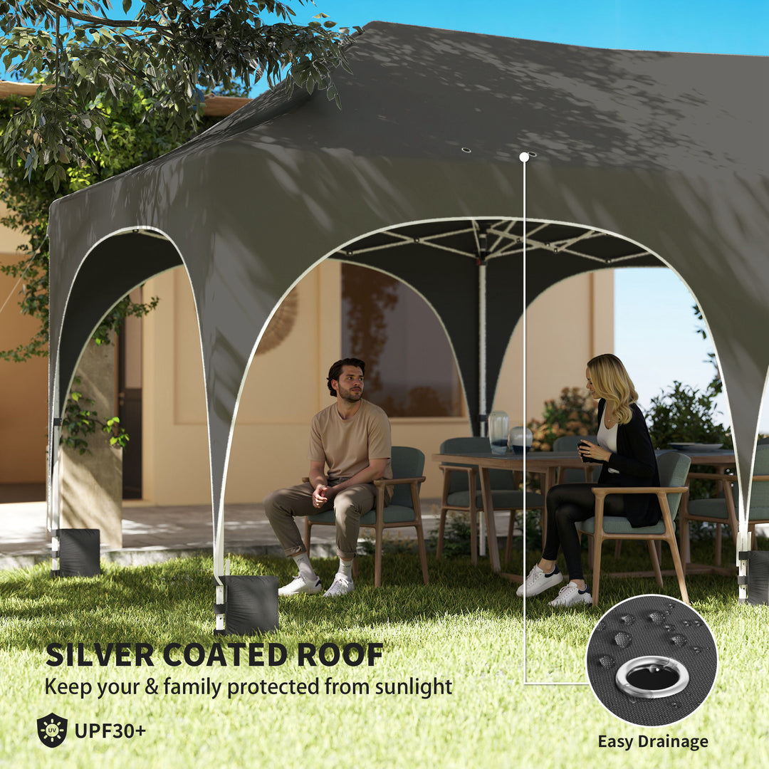 3 x 6m Pop Up Gazebo Shelter with Sides, 6 Sandbags, Peak Top Garden P