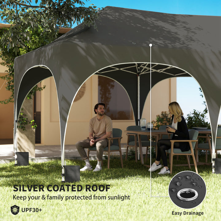 3 x 6m Pop Up Gazebo Shelter with Sides, 6 Sandbags, Peak Top Garden P