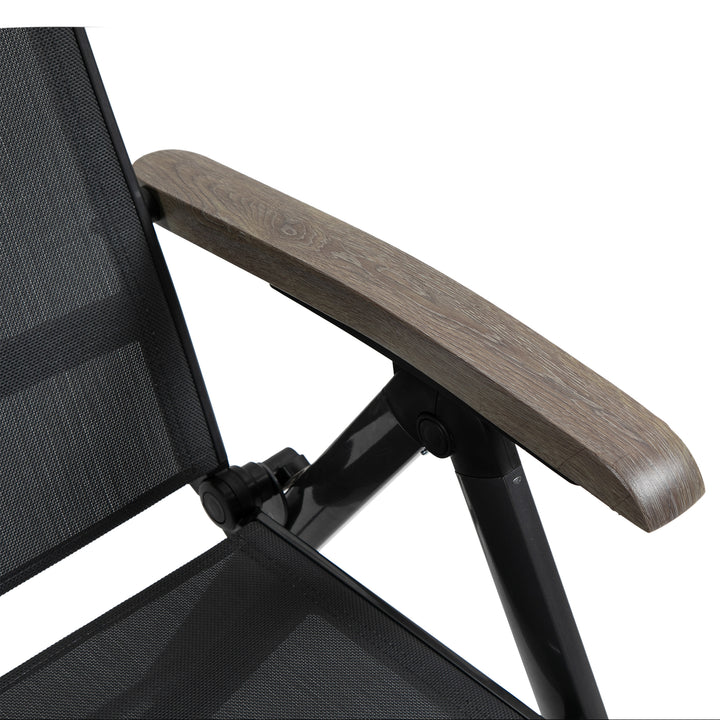 MCL Outdoor Folding Sun Lounger, 5-Position Adjustable Chaise Lounge Chair with Aluminium Frame for Patio, Pool and Garden, Grey