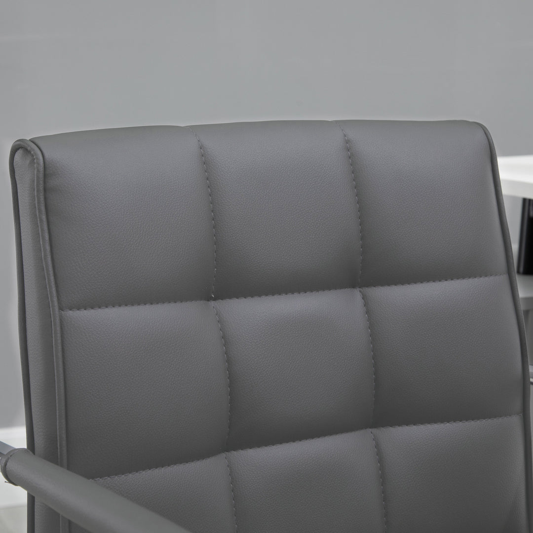 PU Leather Home Office Desk Chair, Computer Chair with Mid Back, Arm, Swivel Wheels, Adjustable Height, Grey