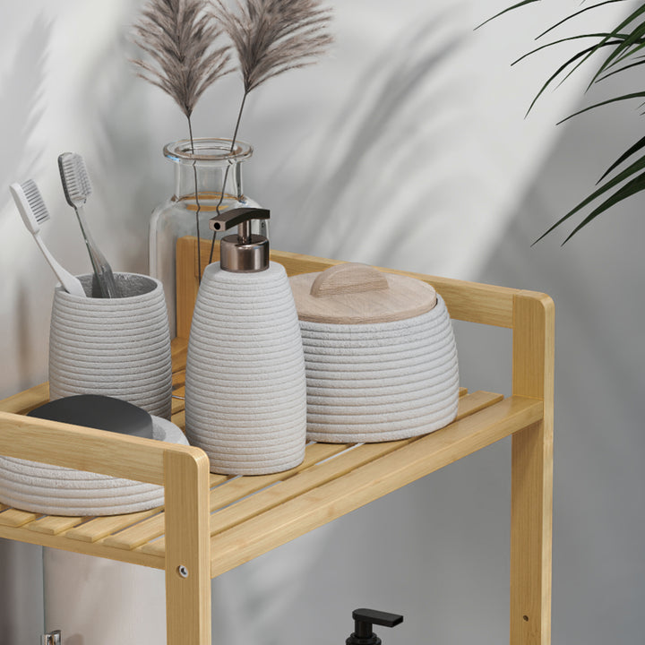 Four-Tier Bamboo Adjustable Shelf Storage Unit