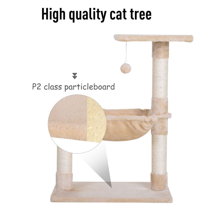 Cat Scratch Post with Bed Cat Tree for Indoor Cats Sisal Scratching Posts Hammock Kitty Activity Centre Beige