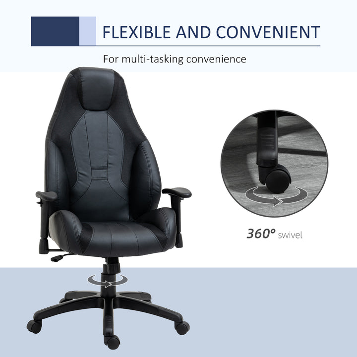 Racing Gaming Chair, Mesh & Faux Leather Computer Chair with High Back, Swivel Wheels, Adjustable Height and Armrest, Black
