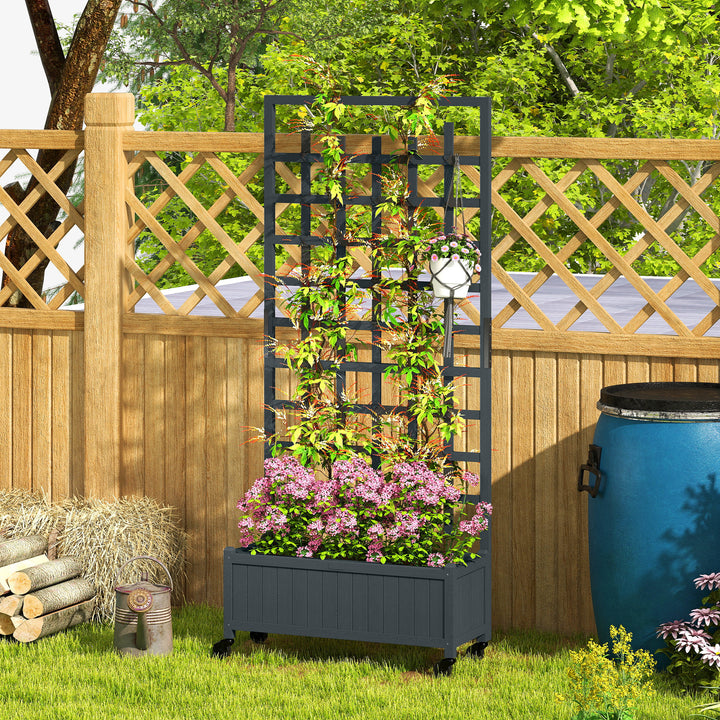 Wooden Trellis Planter, Raised Garden Bed with Wheels, to Climb and Gr