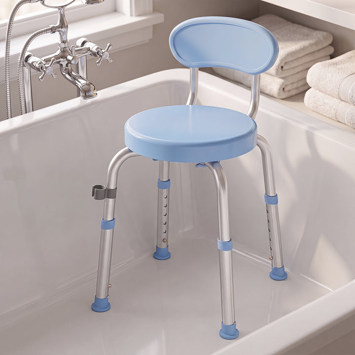 360° Swivel Shower Stool with Aluminium Frame, 5-Level Adjustable Heig