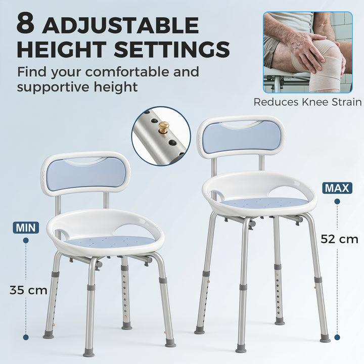 Shower Chair with Padded Seat Adjustable Height Shower Stool Bath Seat