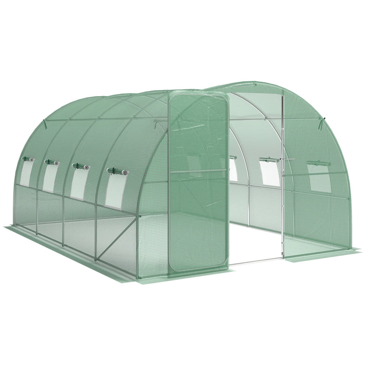 3 x 4 m Walk-in Polytunnel Greenhouse with Hinged Door and 8 Roll Up M