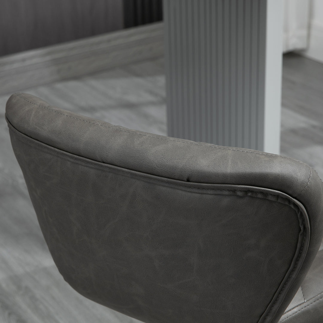 MCL Bar Stools, Set of 2 Breakfast Bar Chairs, Swivel Barstools with Backrest and Footrest, Steel Frame Diamond Pattern PU, for Kitchen Counter, Dining Room, Dark Grey