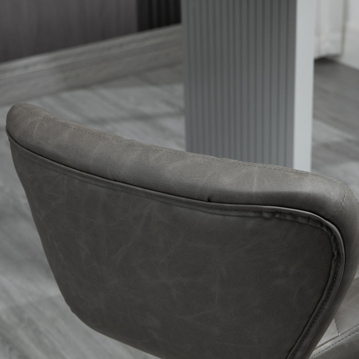 MCL Bar Stools, Set of 2 Breakfast Bar Chairs, Swivel Barstools with Backrest and Footrest, Steel Frame Diamond Pattern PU, for Kitchen Counter, Dining Room, Dark Grey