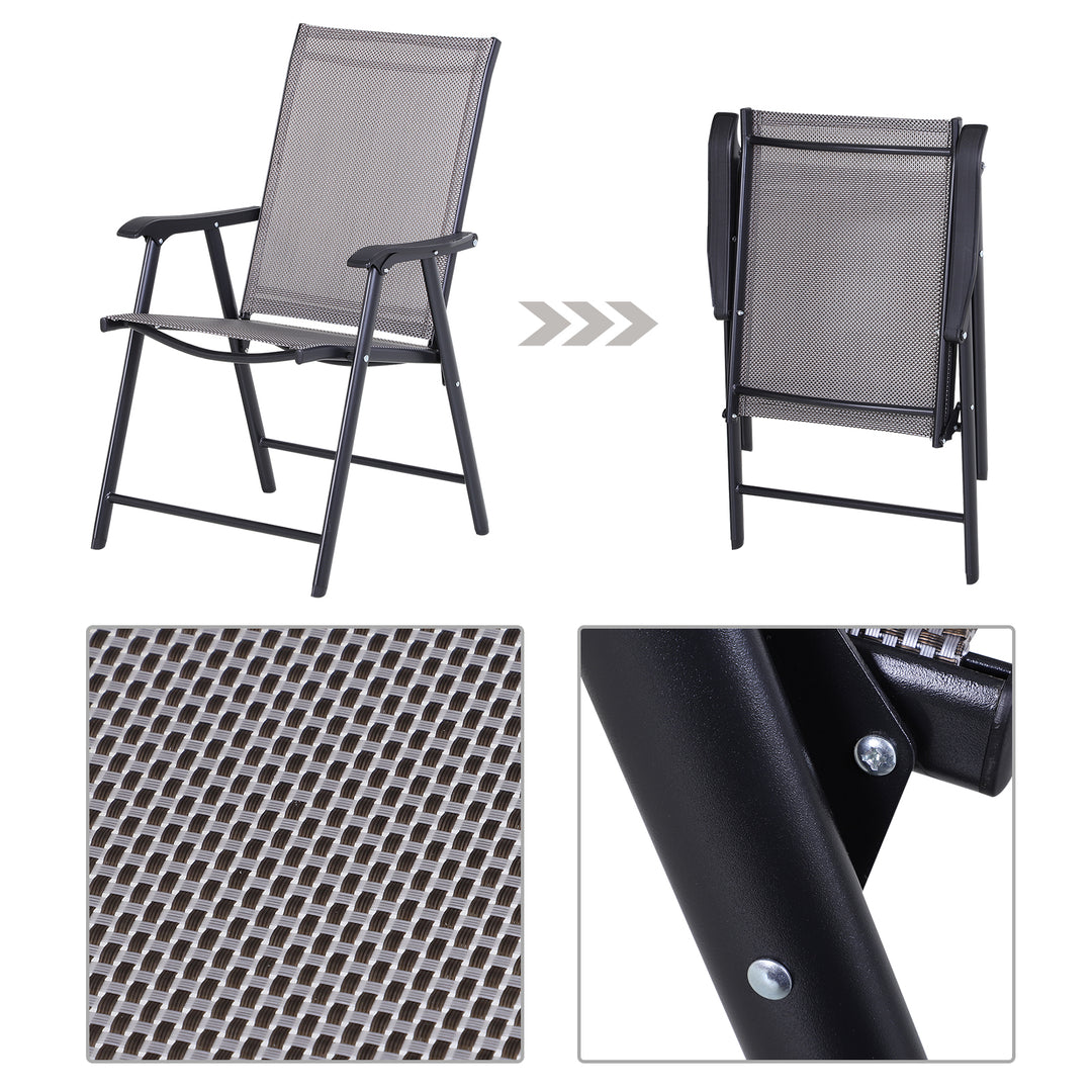 Set of Four Folding Garden Chairs - Grey