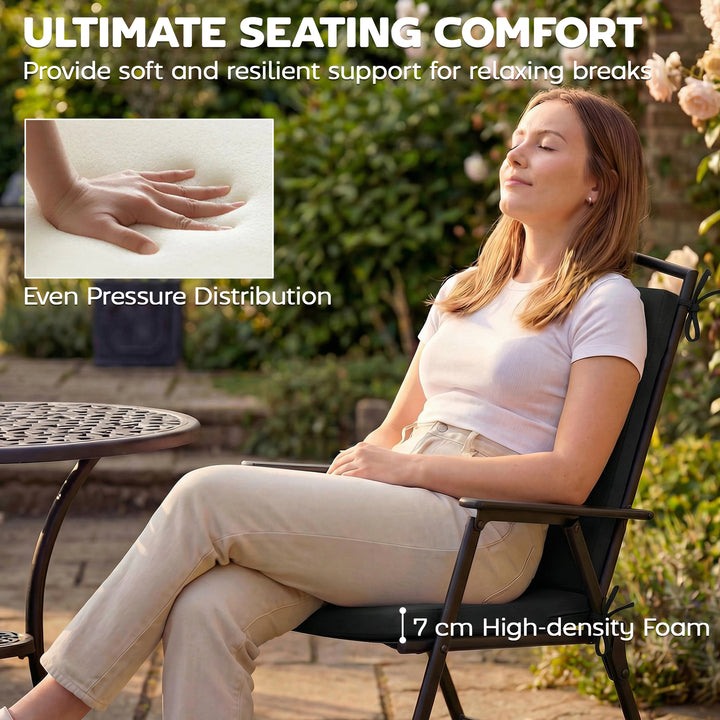 Outdoor Seat Cushions Set of 2 with Ties, Waterproof Garden Seat Pads,