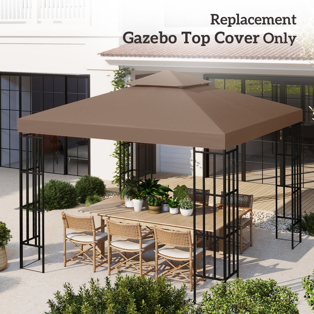 3x3 m Double-Tier Canopy Top Replacement-Coffee
