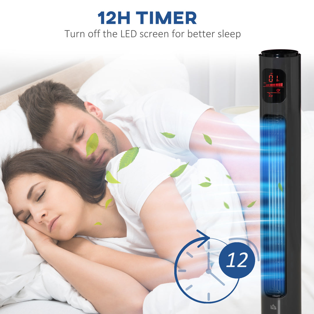 MCL 38'' Freestanding Tower Fan, 3 Speed 3 Mode, 12h Timer, 70 Degree Oscillation, LED Panel, 5M Remote Controller, Dark Grey