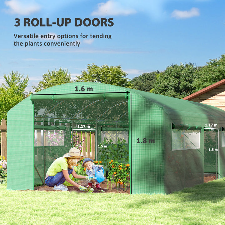 19 x 9.8ft Walk-In Polytunnel Greenhouse - Green