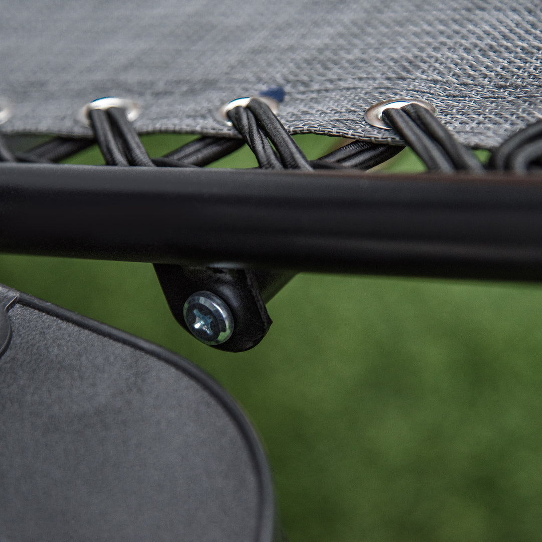 MCL Foldable Reclining Garden Chair with Headrest, Zero Gravity Deck Sun Lounger Seat Chair with Footrest, Armrest, Cup Holder & Canopy Shade, Light Grey