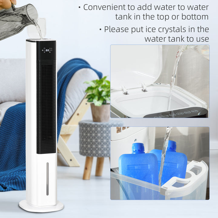 Portable Air Cooler, 6L Tank Humidifier Evaporative Ice Cooling Fan Water Conditioner Unit with 3 Modes, 3 Speed, Remote, Timer, Oscillating for Home Bedroom, White