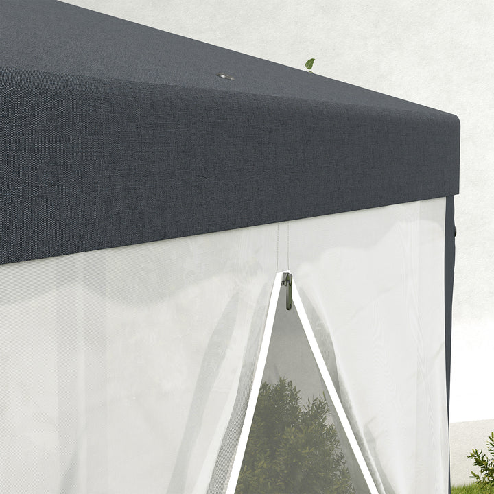 4M Hexagon Gazebo, Netting Party Tent, Patio Canopy Outdoor Event Shelter for Activities, Shade Resistant, Dark Grey