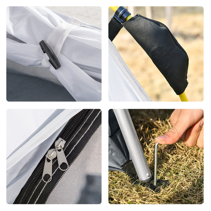 MCL 4 Person Automatic Camping Tent, Outdoor Pop Up Tent, Portable Backpacking Dome Shelter, Light Grey