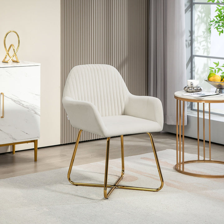 Modern Arm Chair Upholstered Accent Chair with Metal Base for Living Room