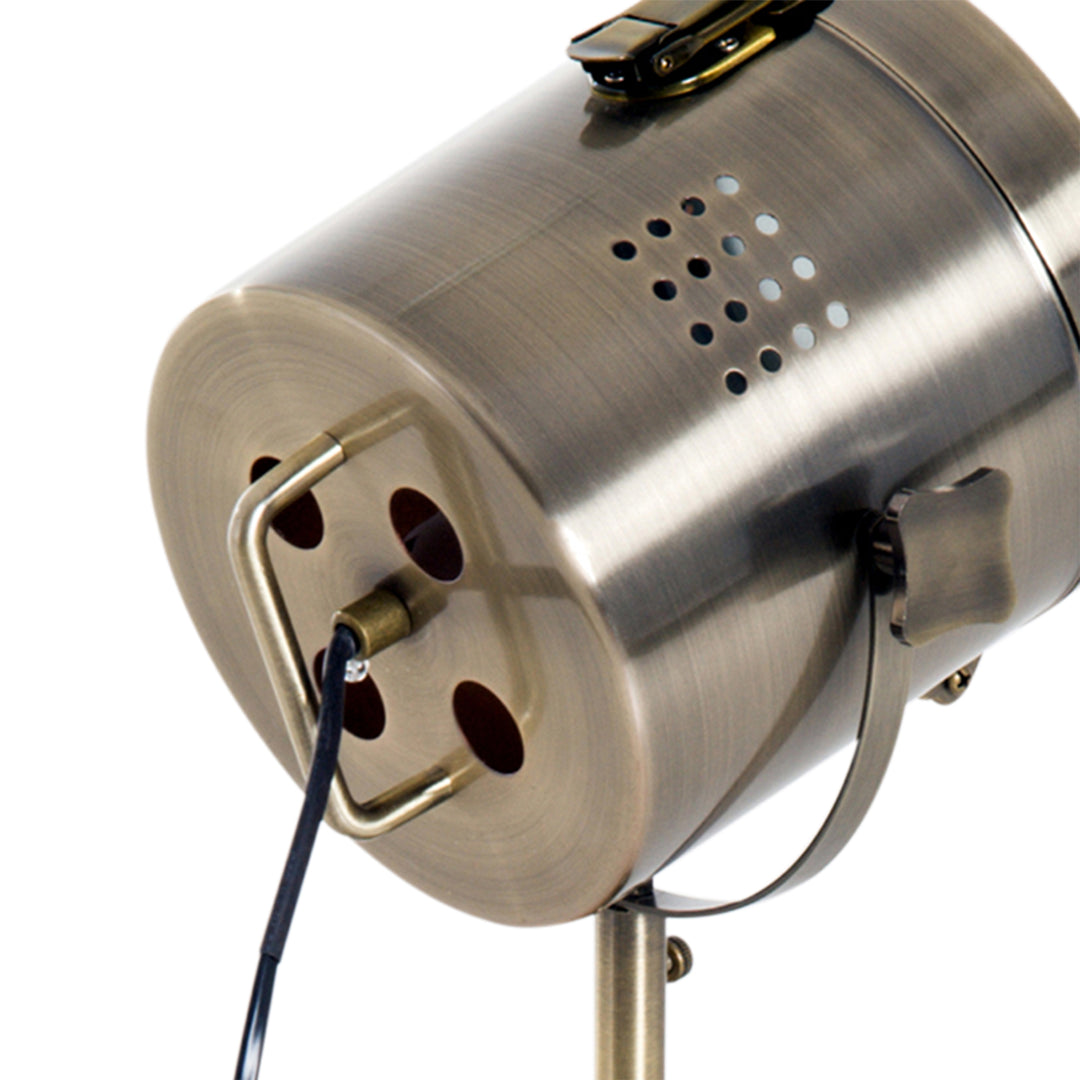 MCL Vintage Tripod Table Desk Lamp Bedside Light Spotlight Brass Antique Searchlight Wooden Base