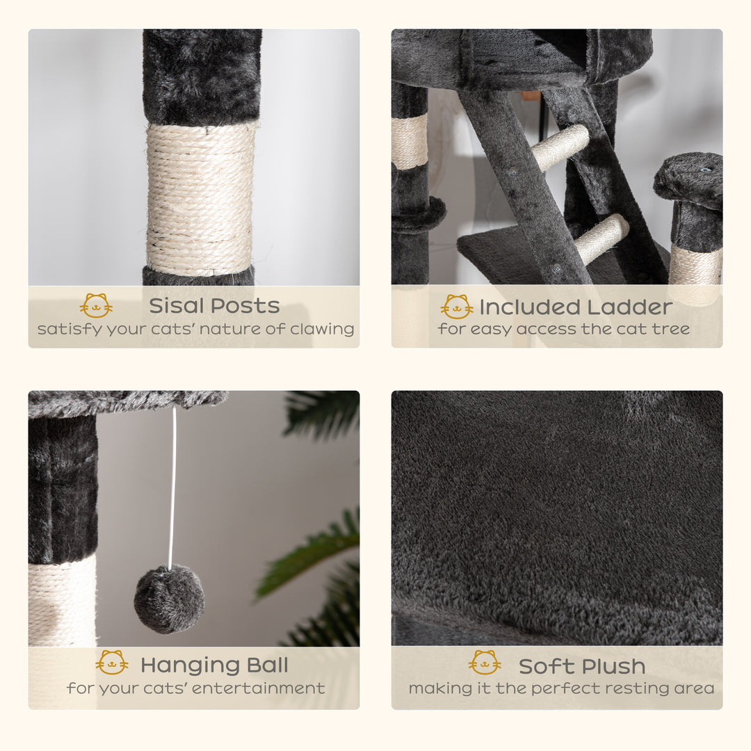 Floor-to-Ceiling Cat Tree for Indoor Cats, 240-260cm Adjustable Cat Tree - Dark Grey