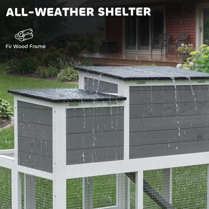 Wooden Rabbit Hutch, Indoor Outdoor Bunny Cage with Waterproof &amp; Opena