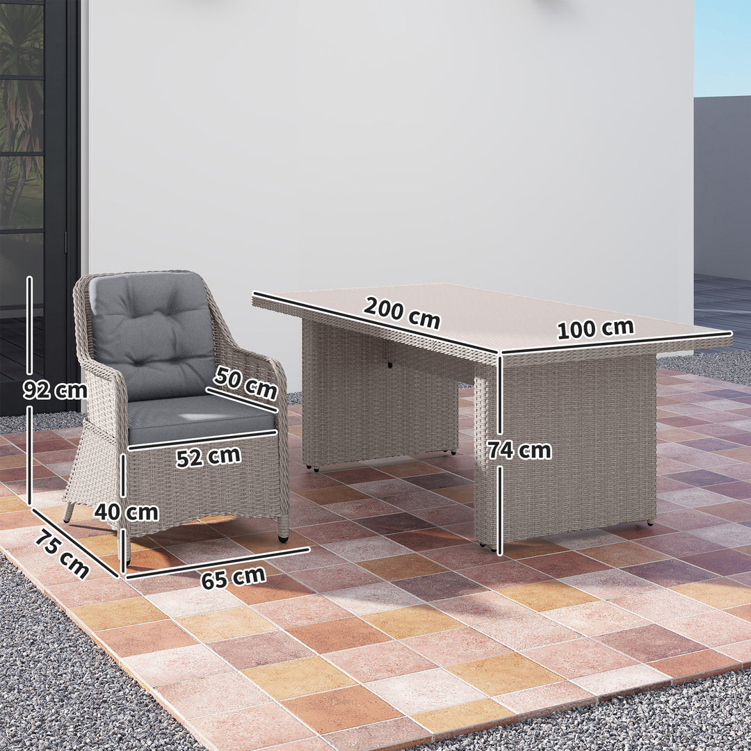 Seven-Piece Rattan Dining Set - Mixed Grey