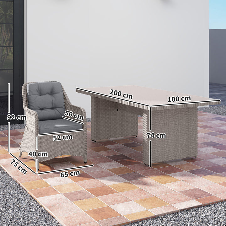 Seven-Piece Rattan Dining Set - Mixed Grey