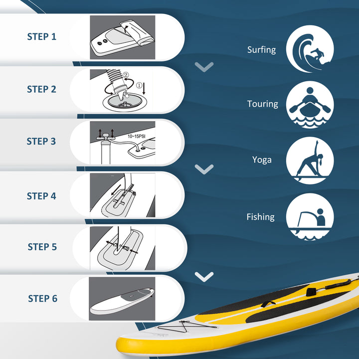 10' x 30" x 6" Inflatable Stand Up Paddle Board, Non-Slip & Ultra-Light Deck with ISUP Accessories, Adj Paddle, Backpack Bag, and Three Bottom Fins, for Youth Adults Beginner, White