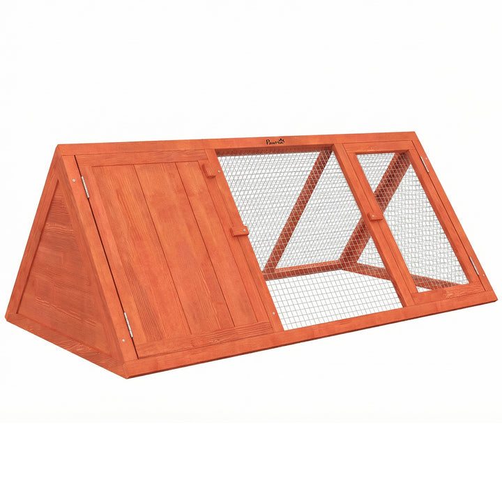 Rabbit Hutch, Wooden Guinea Pig Hutch with Run and Doors, Outdoor Tria