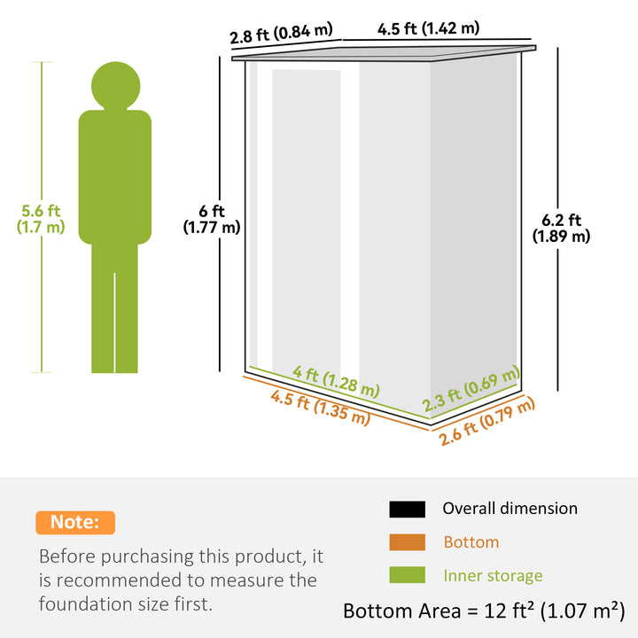 MCL 5ft x 3ft Garden Storage Shed, Outdoor Metal Shed with Sloped Roof, Lockable Door for Tools, Equipment, Green
