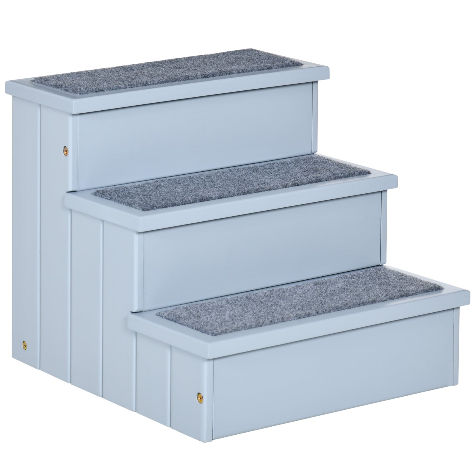 3 Step Wooden Dog Steps Pet Stairs for Dogs, Cat Ladder for Bed Couch with Storage Grey