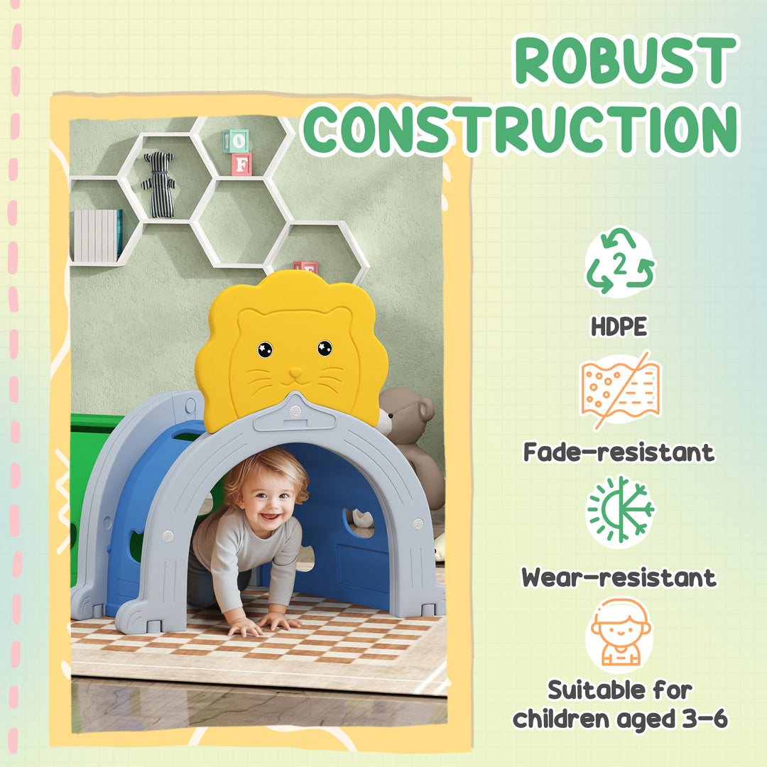 AIYAPLAY Kids Play Tunnel with Lion Design for 3-6 Years, Crawling, Climbing, Indoors & Outdoors