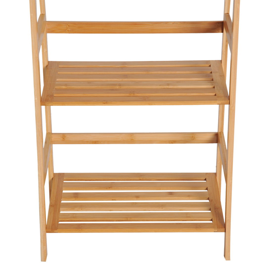MCL Bamboo Ladder Shelf, 4-Tier Bookshelf, Freestanding Bookcase for Living Room, Study, Bedroom, Home Office, 48 x 31.5 x 120cm, Natural Wood Effect