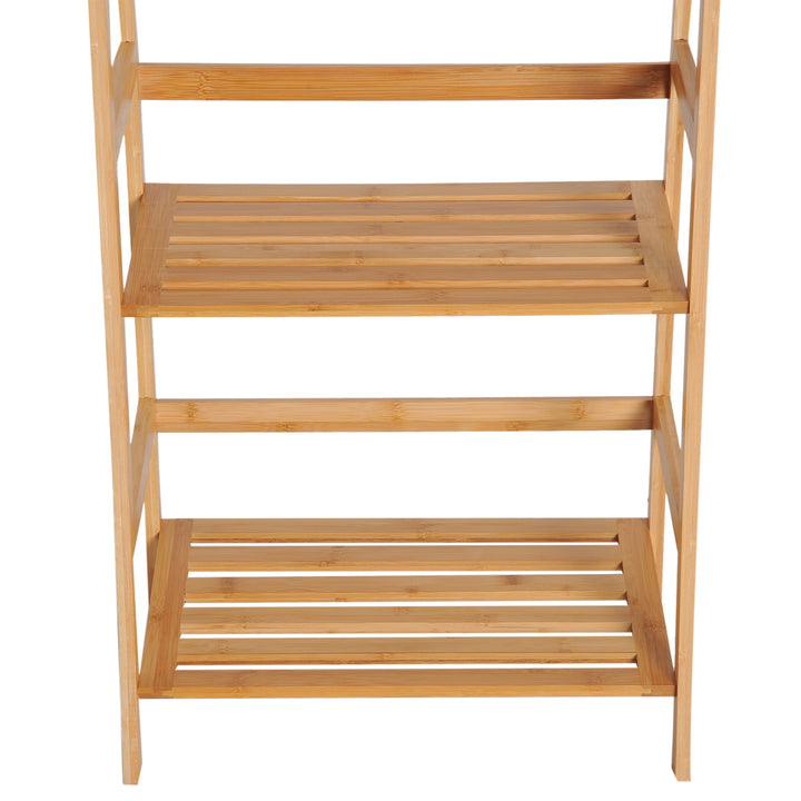MCL Bamboo Ladder Shelf, 4-Tier Bookshelf, Freestanding Bookcase for Living Room, Study, Bedroom, Home Office, 48 x 31.5 x 120cm, Natural Wood Effect