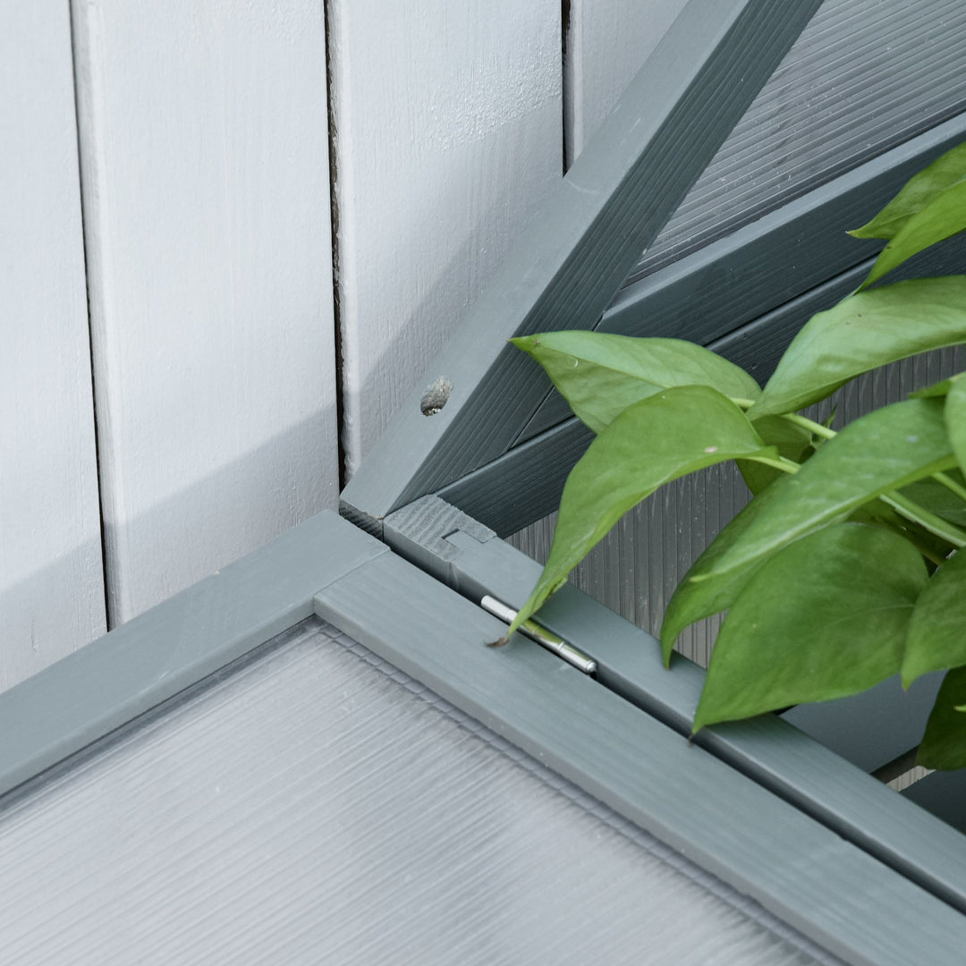Garden Cold Frame Polycarbonate Greenhouse with Adjustable Shelves, Double Doors, Openable Top Covers, Grow House for Flower Vegetable Plants, 80 x 47 x 138cm, Grey