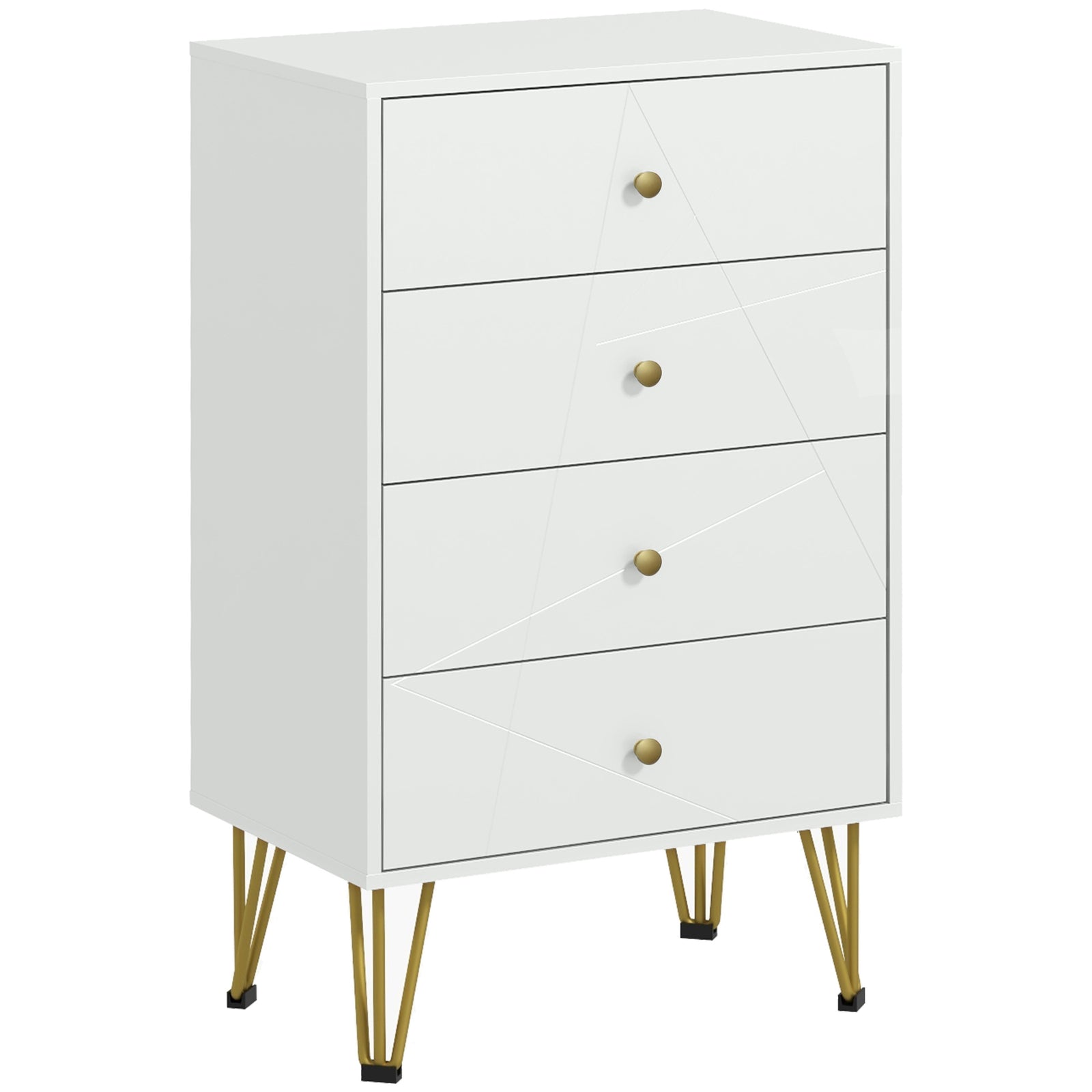 Tall Chest of Drawers, 4-Drawer Dresser for Bedroom, Modern Storage Cabinets with Hairpin Legs, White