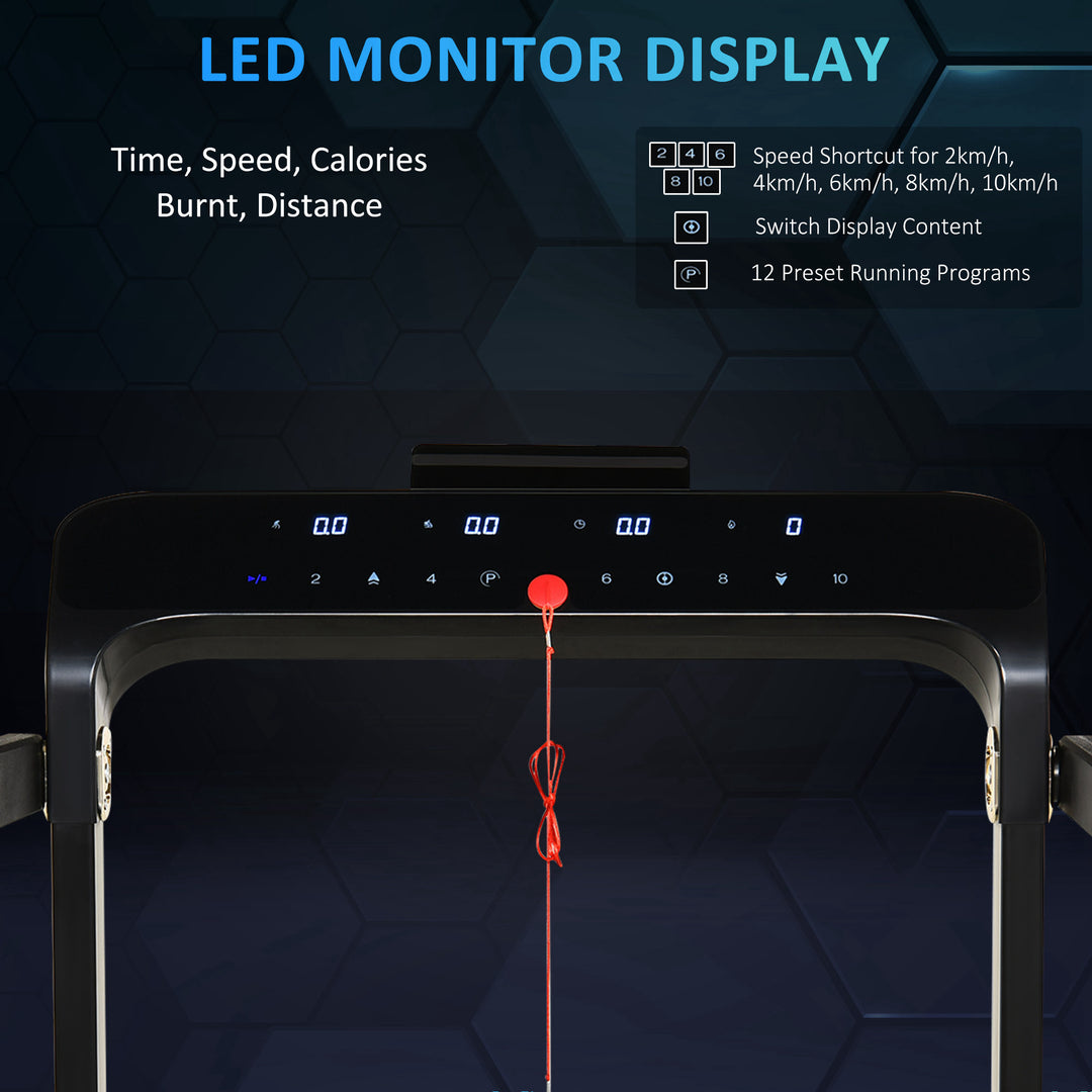 Folding Treadmill, 1.85HP Installation-Free Walking Jogging Running Machine, 12KM/H with 12 Pre-Programs and LED Display for Home Gym Office