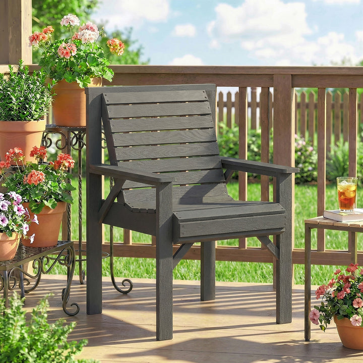 Wooden Garden Dining Chair, Outdoor Chair Garden Armchair with Curved 