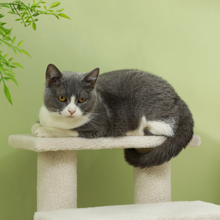 Dog Steps for Bed 4 Step Pet Stairs for Sofa Dog Cat Climb Ladder 63x43x60 cm Cream