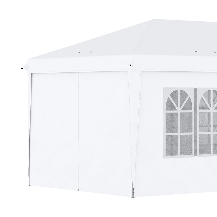 Outsunny 3 x 6 m Pop Up Gazebo with Sides and Windows, Height Adjustable Party Tent with Storage Bag for Garden, Camping, Event, Brown