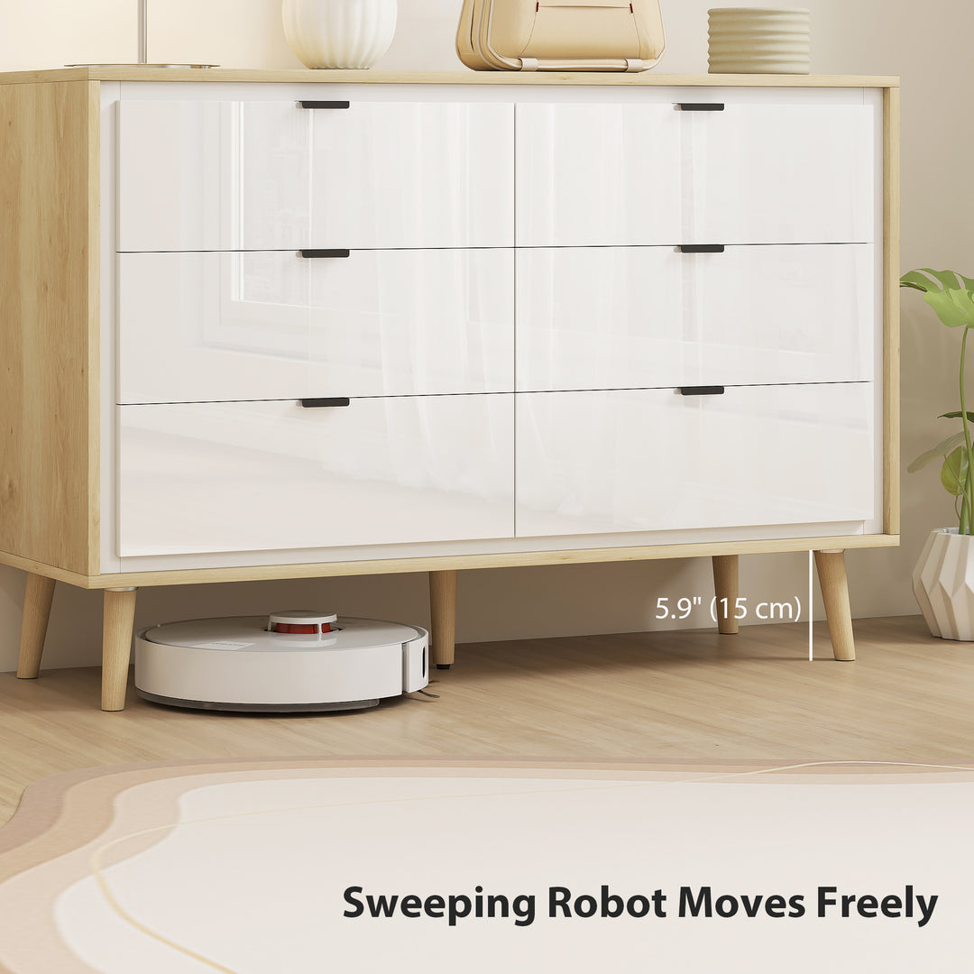 Storage Cabinet, Chest of Drawers with 6 Drawers and 5 Legs for Bedroo