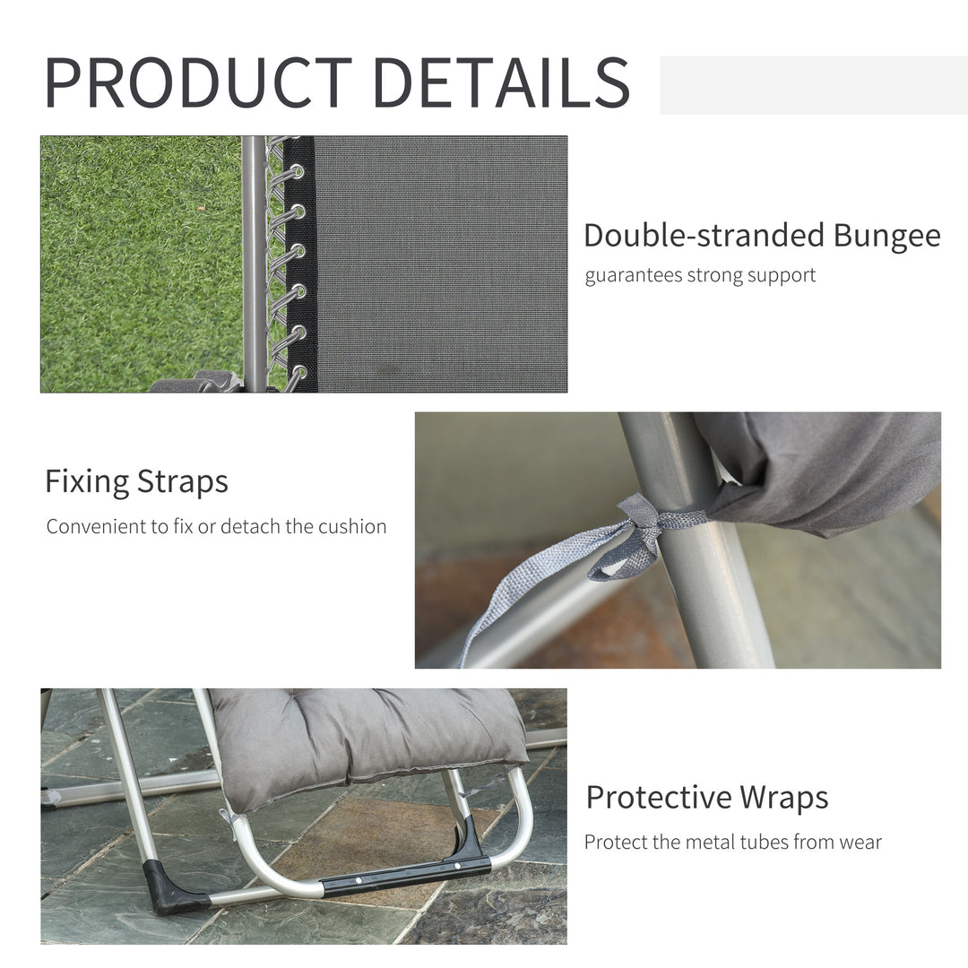 MCL 2pc Reclining Zero Gravity Sun Loungers ,Folding Chaise Lounge Chair with Cushions, Dark Grey