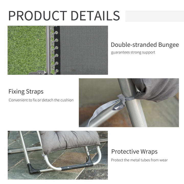 MCL 2pc Reclining Zero Gravity Sun Loungers ,Folding Chaise Lounge Chair with Cushions, Dark Grey